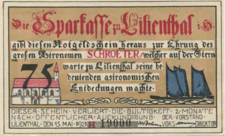 Lilienthal - Sparkasse - 15.5.1921 - 75 Pfennig 