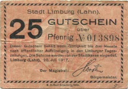 Limburg - Stadt - 20.7.1917 - 25 Pfennig 