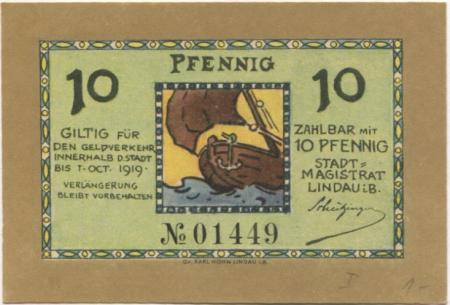 Lindau - Stadt - - 1.10.1919 - 10 Pfennig 