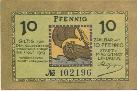 Lindau - Stadt - - 1.10.1919 - 10 Pfennig 