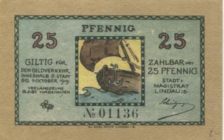 Lindau - Stadt - - 1.10.1919 - 25 Pfennig 