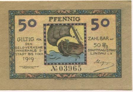 Lindau - Stadt - - 1.10.1919 - 50 Pfennig 