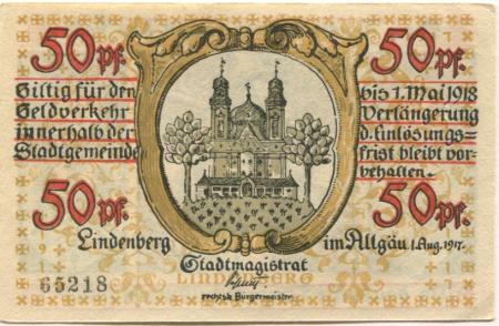 Lindenberg - Stadt - 1.8.1917 - 1.5.1918 - 50 Pfennig 