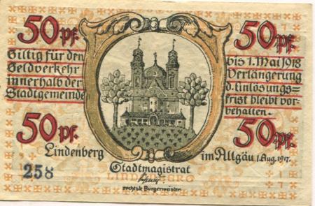 Lindenberg - Stadt - 1.8.1917 - 1.5.1918 - 50 Pfennig 