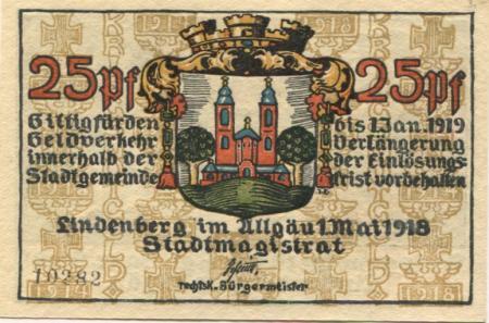 Lindenberg - Stadt - 1.5.1918 - 1.1.1919 - 25 Pfennig 
