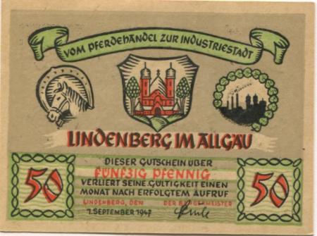 Lindenberg - Stadt - 1.9.1947 - 50 Pfennig 