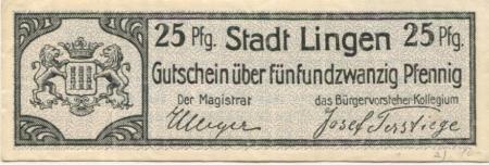 Lingen - Stadt - - 1.4.1920 - 25 Pfennig 