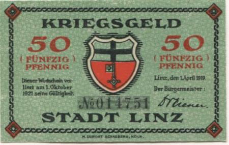 Linz - Stadt - 1.4.1919 - 1.10.1921 - 50 Pfennig 
