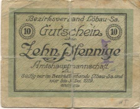 Löbau - Amtshauptmannschaft - 1918 - 31.12.1919 - 10 Pfennig 