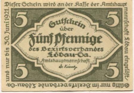 Löbau - Amtshauptmannschaft - - 30.6.1921 - 5 Pfennig 