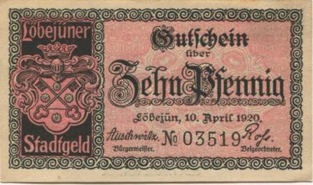 Löbejün (heute: Wettin-Löbejün) - Stadt - 10.4.1920 - 10 Pfennig 