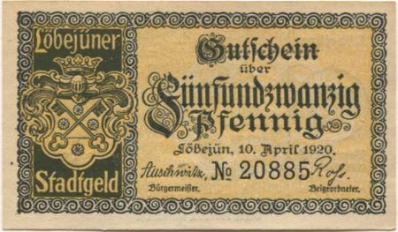Löbejün (heute: Wettin-Löbejün) - Stadt - 10.4.1920 - 25 Pfennig 