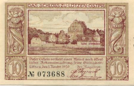 Lötzen (heute: PL-Gizycko) - Stadt - 1.11.1920 - 10 Pfennig 