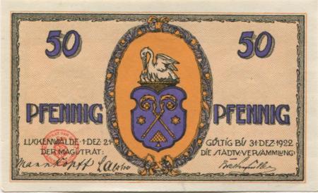 Luckenwalde - Stadt - 1.12.1921 - 31.12.1922 - 50 Pfennig 