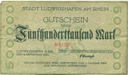 Ludwigshafen - Stadt - 4.9.1923 - 1.1.1924 - 500000 Mark 