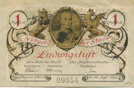 Ludwigslust - Stadt - 1.3.1922 - 30.9.1922 - 1 Mark 