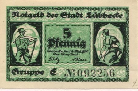 Lübbecke - Stadt - 14.5.1920 - 5 Pfennig 