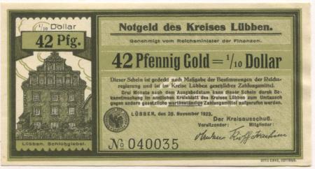 Lübben - Kreis - 20.11.1923 - 42 Gold-Pfennig 