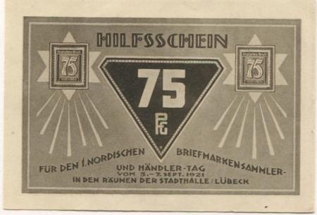 Lübeck - 1.Nordischer Briefmarkensammler- und Händler-Tag, Ausstellungsleitung - 5.9.1921 - 8.10.1921 - 75 Pfennig 