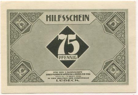 Lübeck - 1.Nordischer Briefmarkensammler- und Händler-Tag, Ausstellungsleitung - 5.9.1921 - 8.10.1921 - 75 Pfennig 