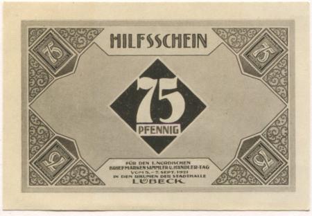 Lübeck - 1.Nordischer Briefmarkensammler- und Händler-Tag, Ausstellungsleitung - 5.9.1921 - 8.10.1921 - 75 Pfennig 