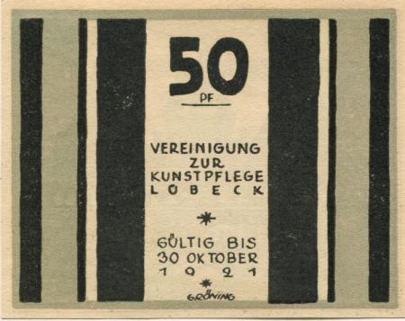 Lübeck - Vereinigung zur Kunstpflege - - 30.10.1921 - 50 Pfennig 