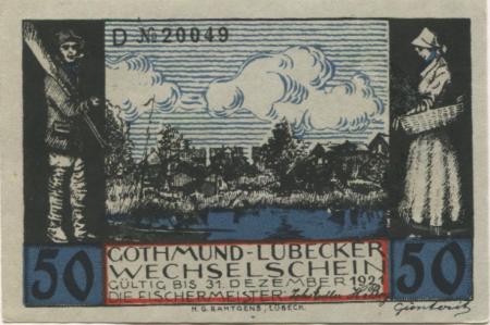 Lübeck-Gothmund - Gothmund-Lübecker Fischermeister - - 31.12.1921 - 50 Pfennig 