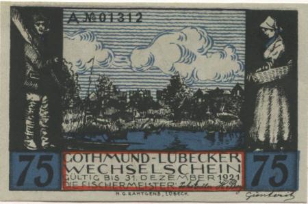 Lübeck-Gothmund - Gothmund-Lübecker Fischermeister - - 31.12.1921 - 75 Pfennig 