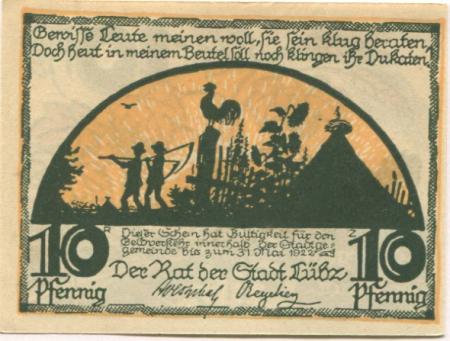 Lübz - Stadt - - 31.5.1922 - 10 Pfennig 