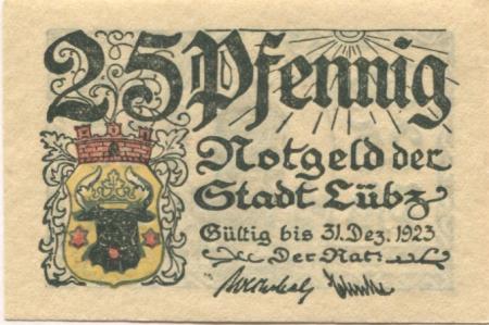 Lübz - Stadt - - 31.12.1923 - 25 Pfennig 