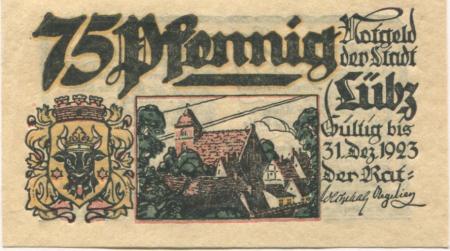 Lübz - Stadt - - 31.12.1923 - 75 Pfennig 