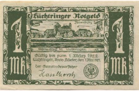 Lüchtringen (heute: Höxter) - Gemeinde - 1.5.1921 - 1.3.1922 - 1 Mark 