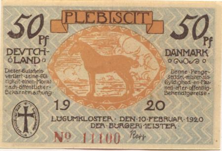 Lügumkloster (heute: DK-Logumkloster) - Gemeinde - 10.2.1920 - 50 Pfennig 