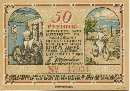 Lutzhöft (heute: Grundhof) - Gemeinde - 1.7.1920 - 50 Pfennig 