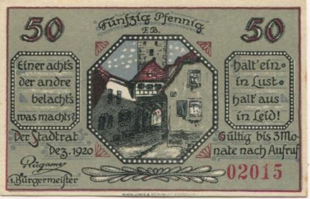 Mainbernheim - Stadt - Dezember 1920 - 50 Pfennig 