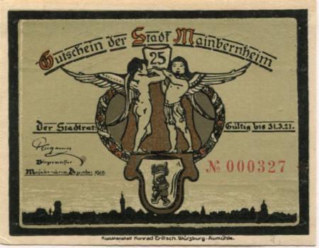 Mainbernheim - Stadt - Dezember 1920 - 31.3.1921 - 25 Pfennig 
