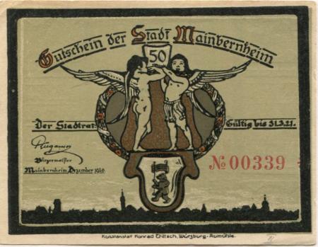 Mainbernheim - Stadt - Dezember 1920 - 31.3.1921 - 50 Pfennig 