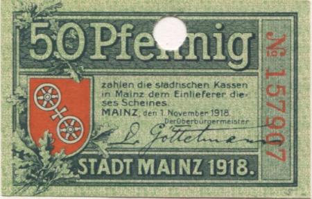 Mainz - Stadt - 1.11.1918 - 50 Pfennig 