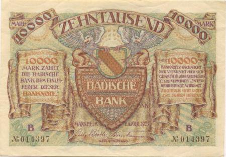 Mannheim - Badische Bank - 1.4.1923 - 10000 Mark 