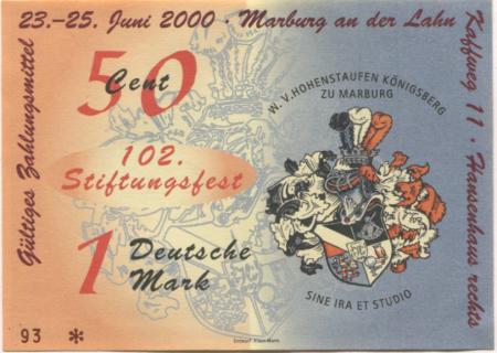 Marburg - W. V. Hohenstaufen-Königsberg, Kaffweg 11 (Hansen-Haus) - 23.6.2000 - 1 DM 
