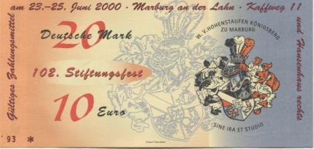 Marburg - W. V. Hohenstaufen-Königsberg, Kaffweg 11 (Hansen-Haus) - 23.6.2000 - 20 DM 
