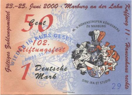 Marburg - W. V. Hohenstaufen-Königsberg, Kaffweg 11 (Hansen-Haus) - 13.6. - 15.6.2008 - 50 Cent 