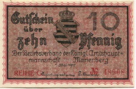 Marienberg - Amtshauptmannschaft - Mai 1917 - 31.12.1918 - 10 Pfennig 