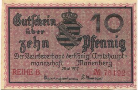 Marienberg - Amtshauptmannschaft - Mai 1917 - 31.12.1918 - 10 Pfennig 
