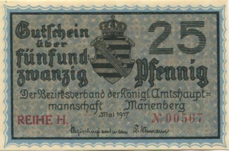 Marienberg - Amtshauptmannschaft - Mai 1917 - 31.12.1918 - 25 Pfennig 