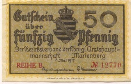 Marienberg - Amtshauptmannschaft - Mai 1917 - 31.12.1918 - 50 Pfennig 