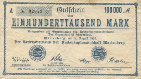 Marienberg - Amtshauptmannschaft - 11.8.1923 - 100000 Mark 