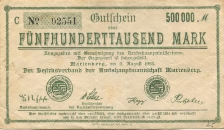 Marienberg - Amtshauptmannschaft - 11.8.1923 - 500000 Mark 
