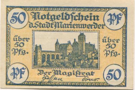 Marienwerder (heute: PL-Kwidzyn) - Stadt - -- - 50 Pfennig 