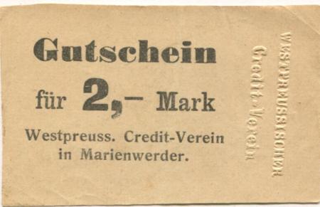 Marienwerder (heute: PL-Kwidzyn) - Westpreußischer Credit-Verein - -- - 2 Mark 